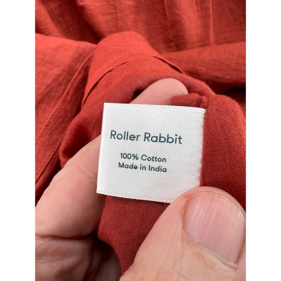 Roller Rabbit Dress Womens Sz L Orange Tiered Embroidered Midi - Picture 10 of 11